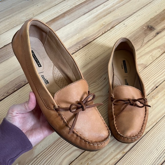 Clarks Shoes - Clarks Collection Tan Leather Driving Moccasins Loafers Womens 10 Casual Preppy